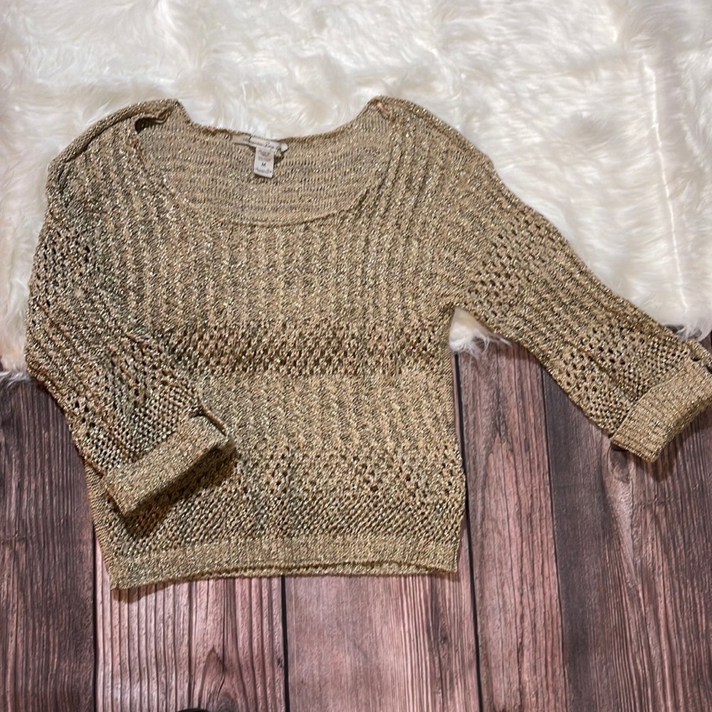 Gold Shimmery Crochet Sweater